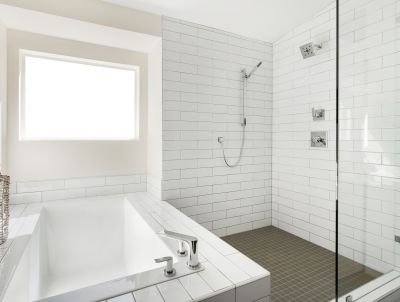 Open Shower with Large Tiles